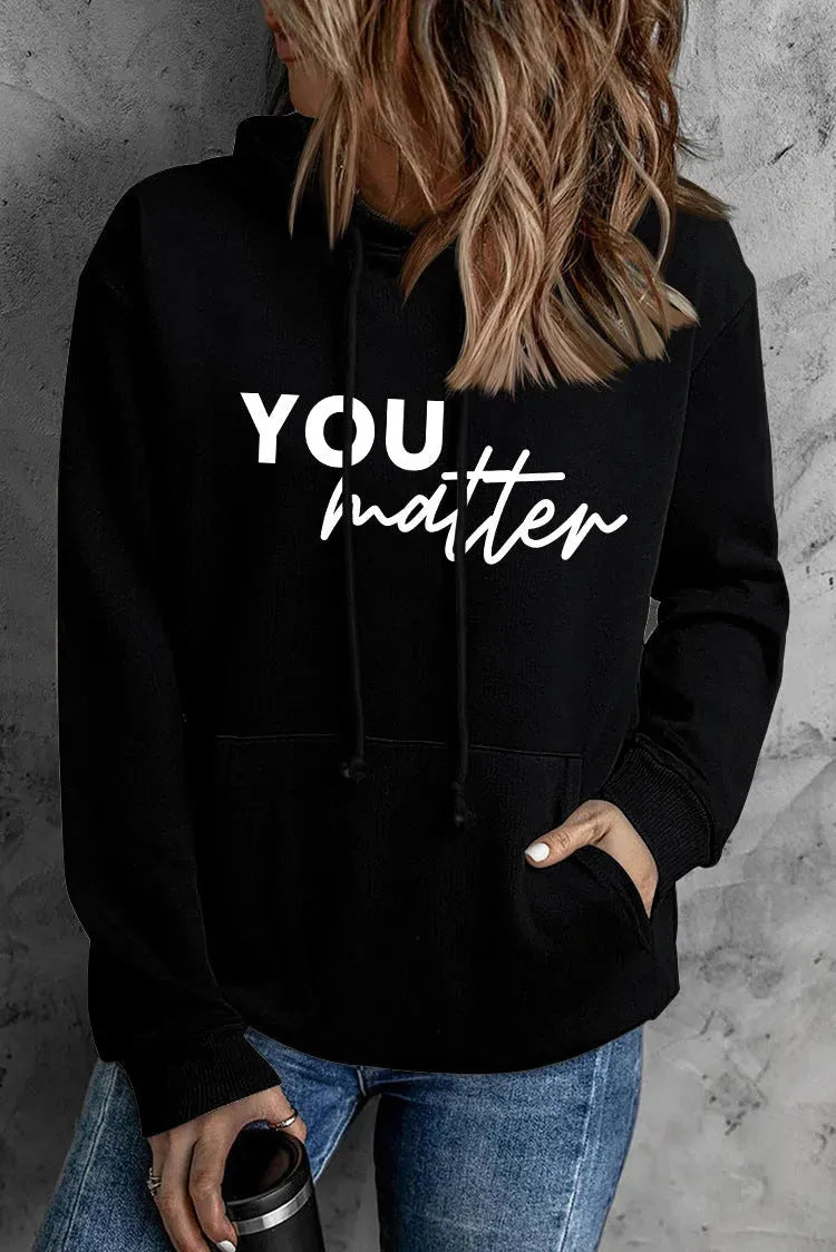 Front And Back Letters Women's Printed Wear Hooded - Bellarte Enchanté Front And Back Letters Women's Printed Wear Hooded